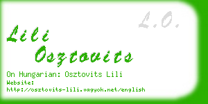 lili osztovits business card